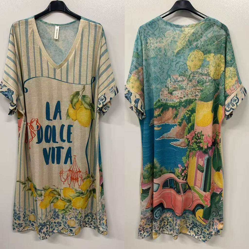 VIDV La Dolce Vita Lemon Print Dress