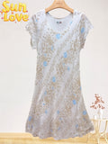 LSLFCBG Lined Floral Cotton Dress Beige