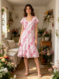 LSLFCFU Lined Floral Cotton Dress Fuchsia
