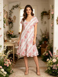 LSLFCPK Lined Floral Cotton Dress Pink