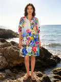SVRSS1RB Romantic Floral Short Sleeve Dress Royal Blue