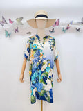SVRSS1NV Romantic Floral Short Sleeve Dress Navy