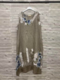 ZOPLD1TP Watercolor Floral Linen Dress Taupe
