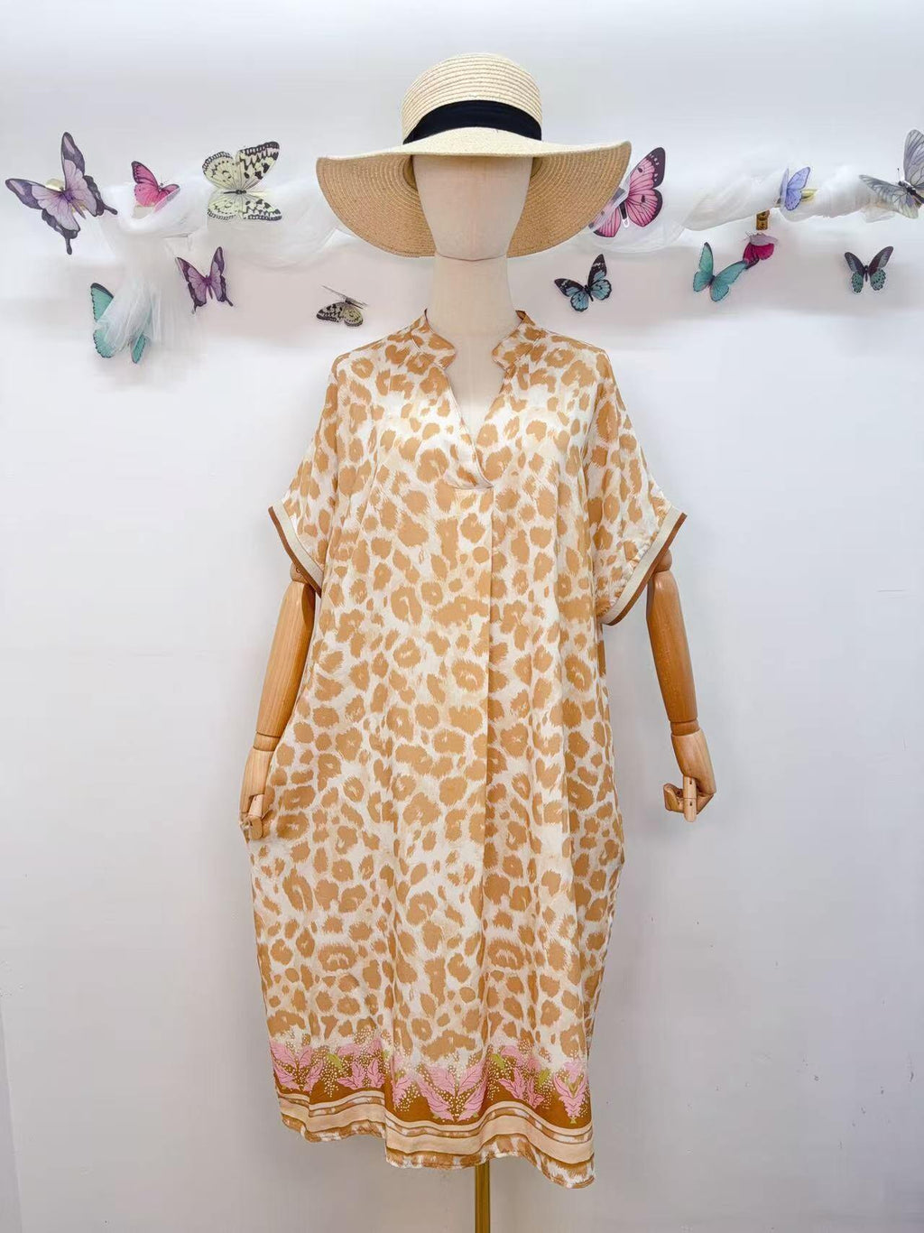 SVLEOBG Leopard Print Dress Beige