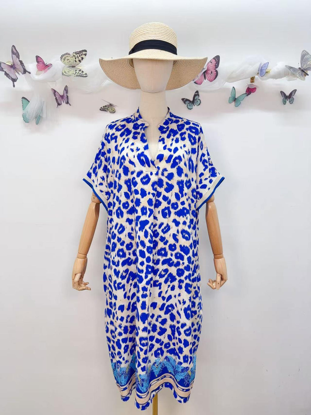SVLEORB Leopard Print Dress Royal Blue
