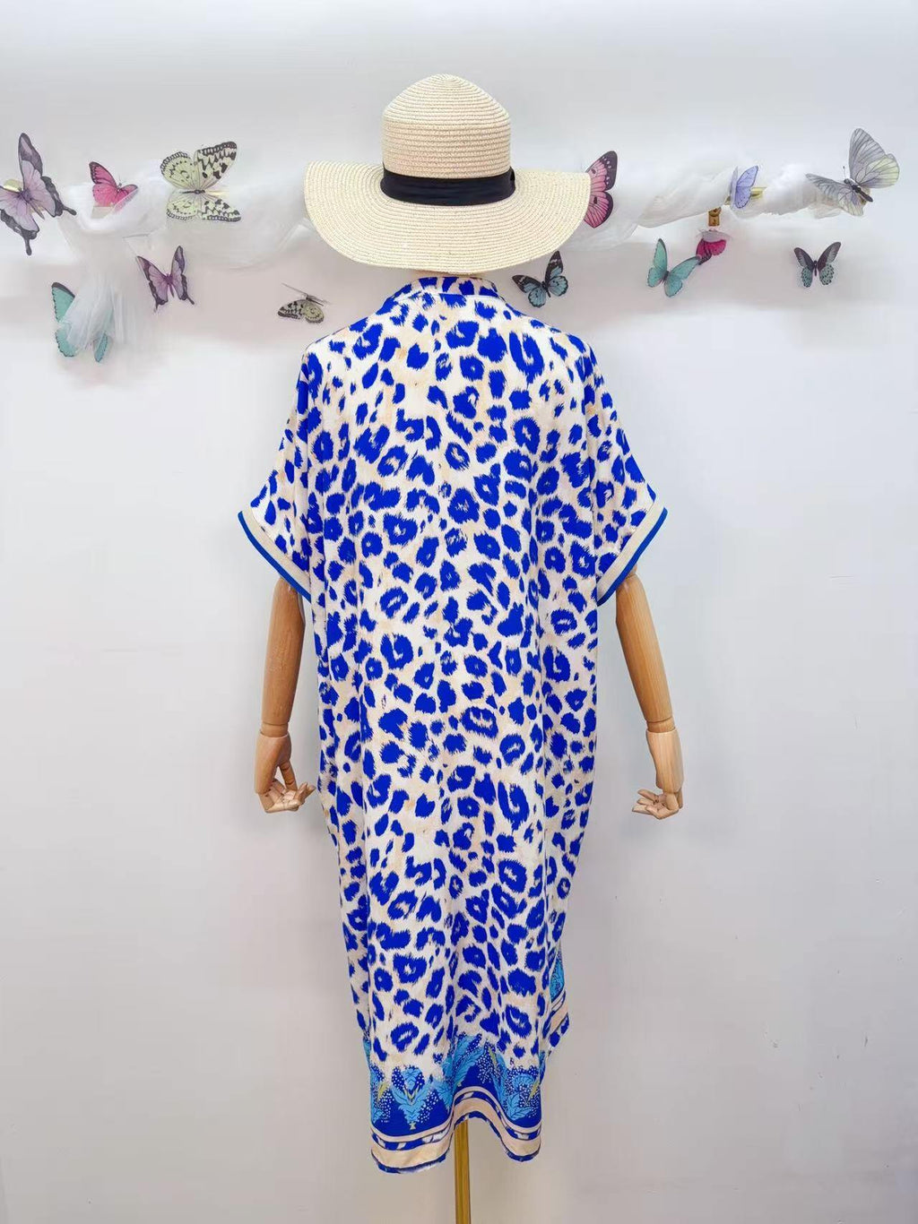 SVLEORB Leopard Print Dress Royal Blue