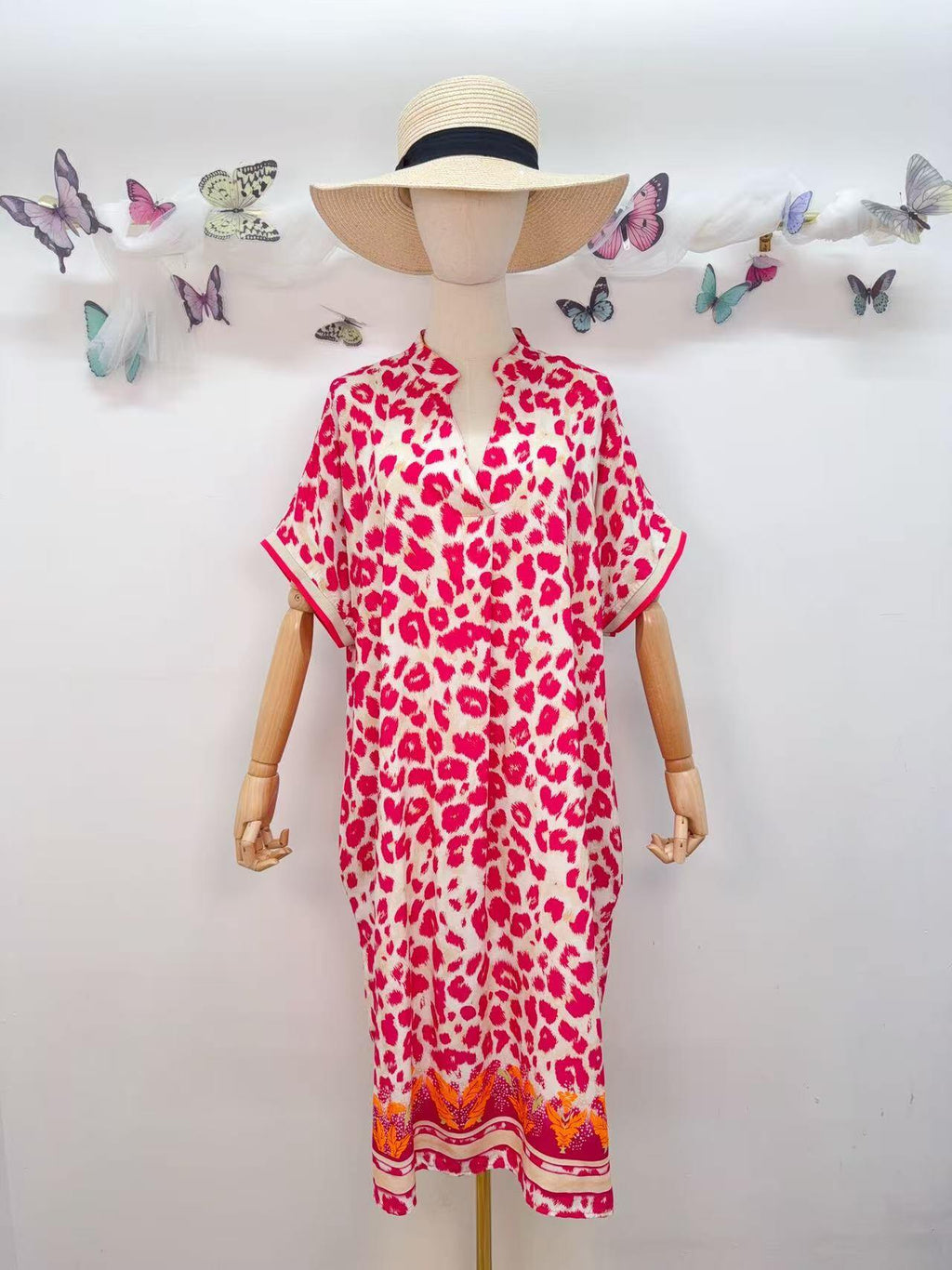 SVLEOFX Leopard Print Dress Fuchsia