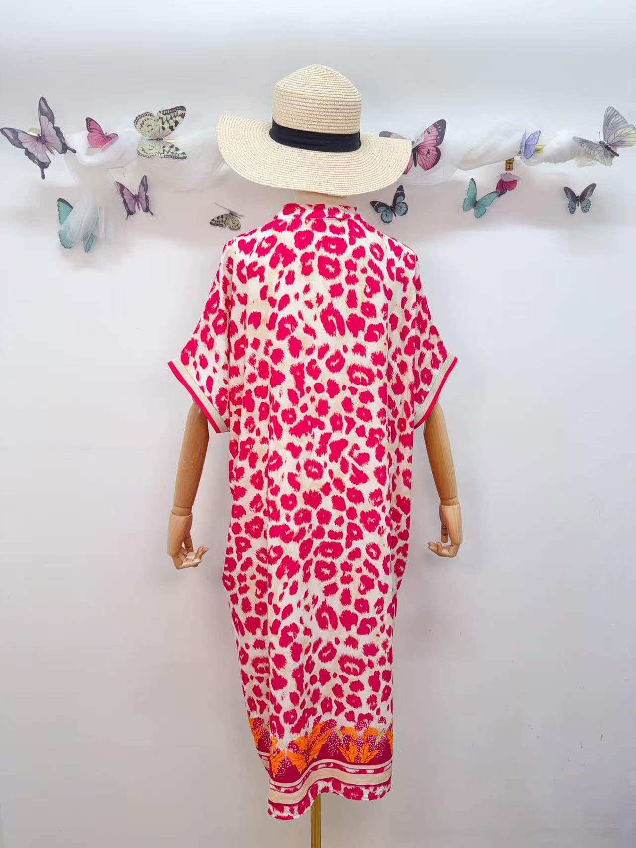 SVLEOFX Leopard Print Dress Fuchsia