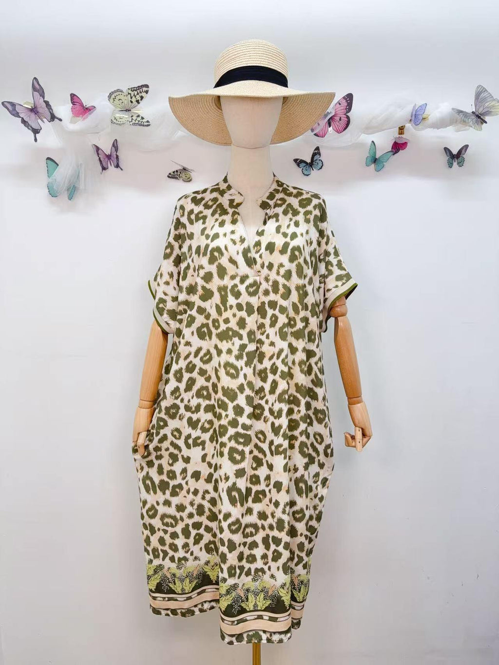 SVLEOKH Leopard Print Dress Khaki