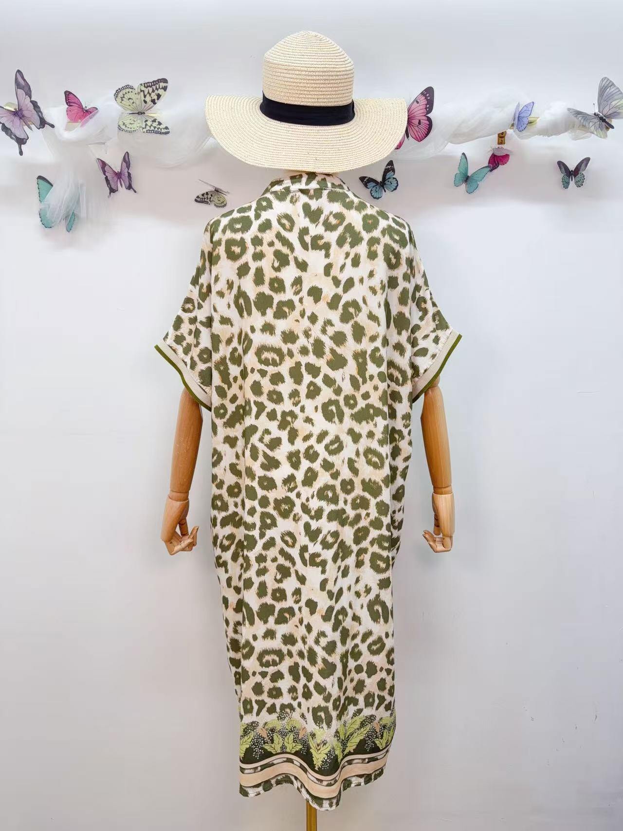 SVLEOKH Leopard Print Dress Khaki