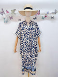 SVLEONV Leopard Print Dress Navy