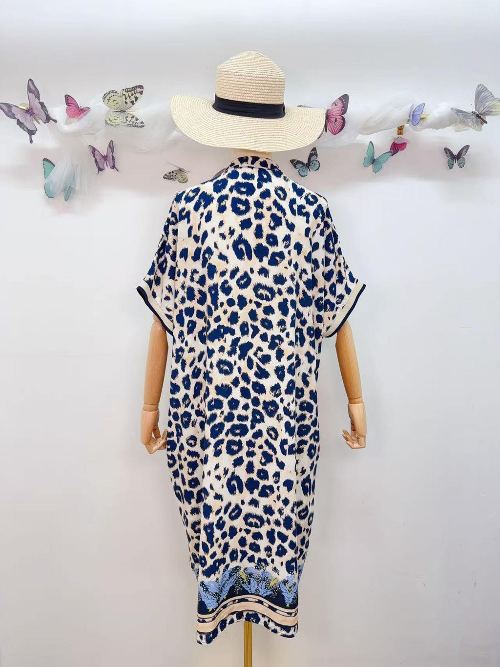 SVLEONV Leopard Print Dress Navy