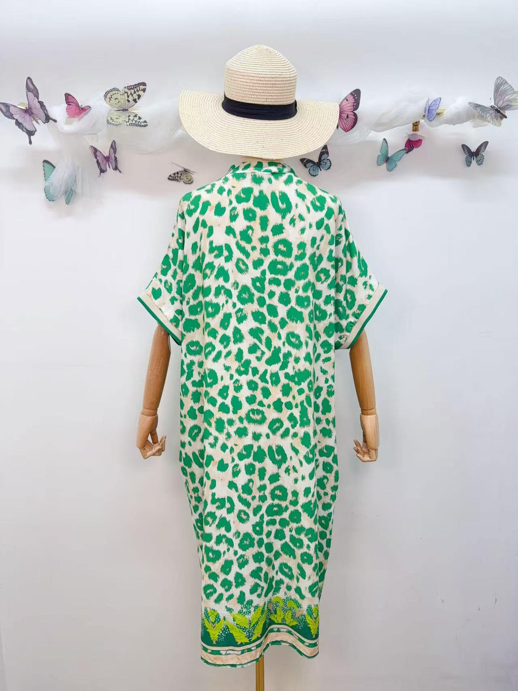 SVLEOGN Leopard Print Dress Green