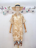 SVRI2BG Vibrant Floral Print Dress Beige
