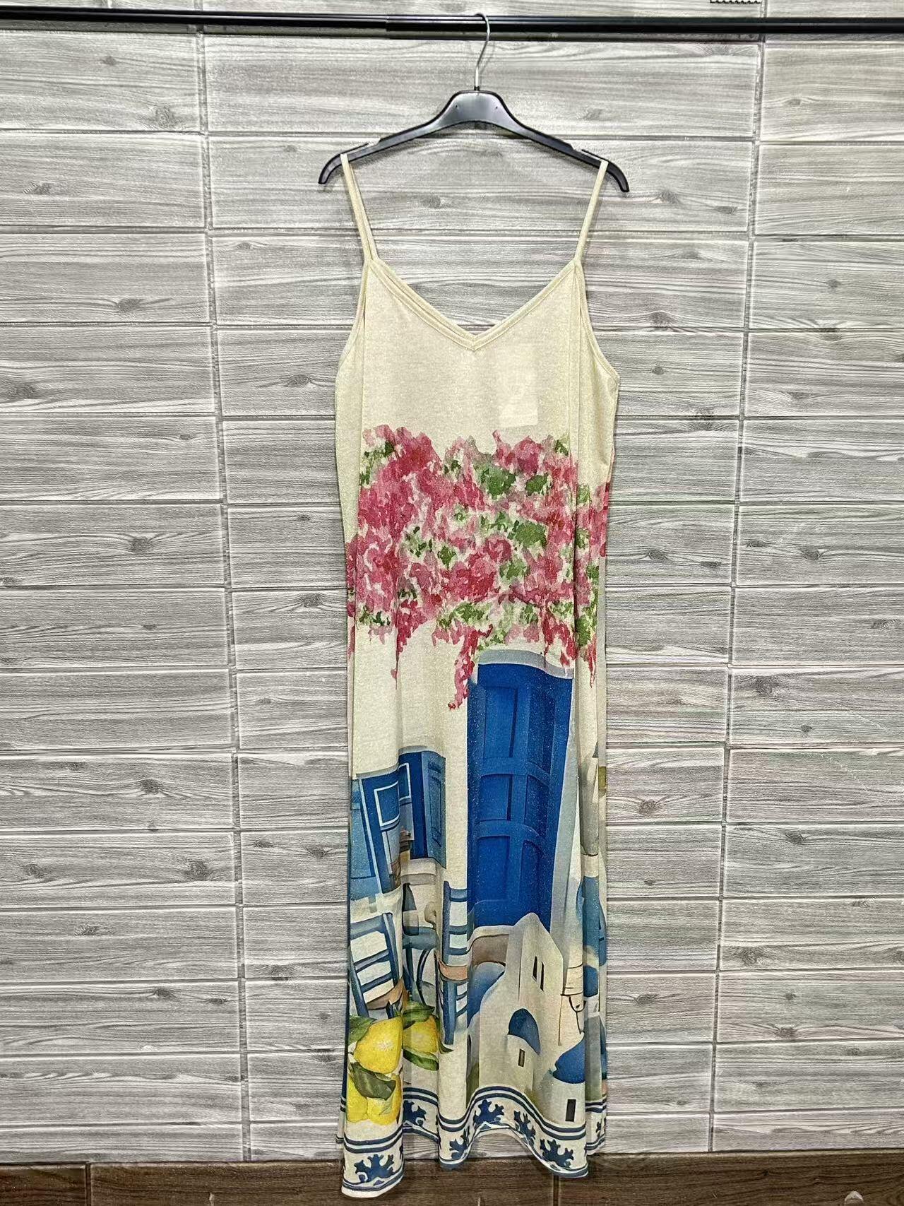 ZOPDSB Printed Dress Sky Blue