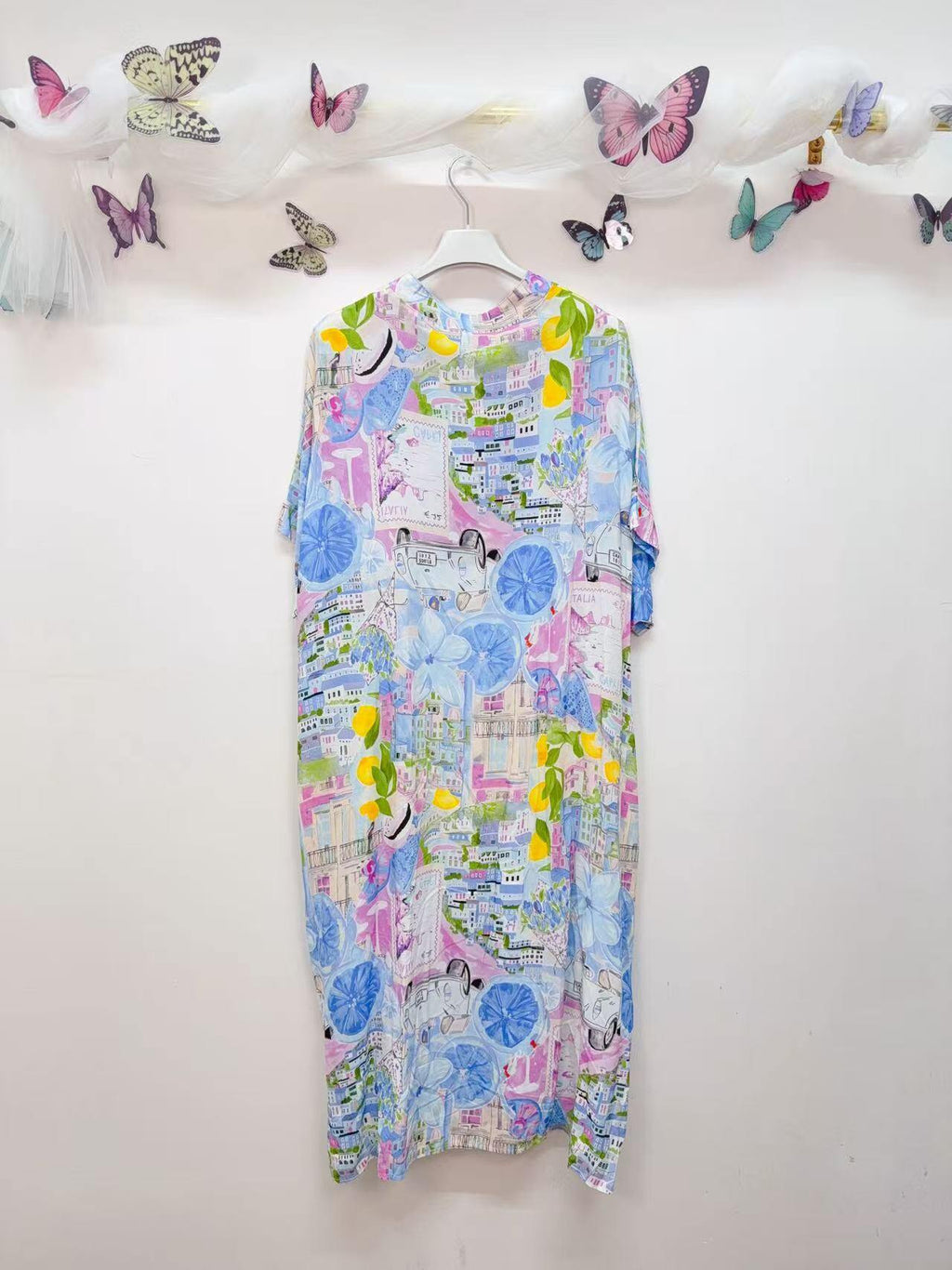 SVRI1SB Multicolor Floral Print Dress Sky Blue