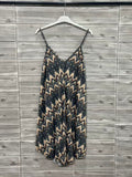 ZOPD3DB Chevron Print Slip Dress Dark Blue