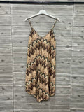 ZOPD3EC Chevron Print Slip Dress Ecru