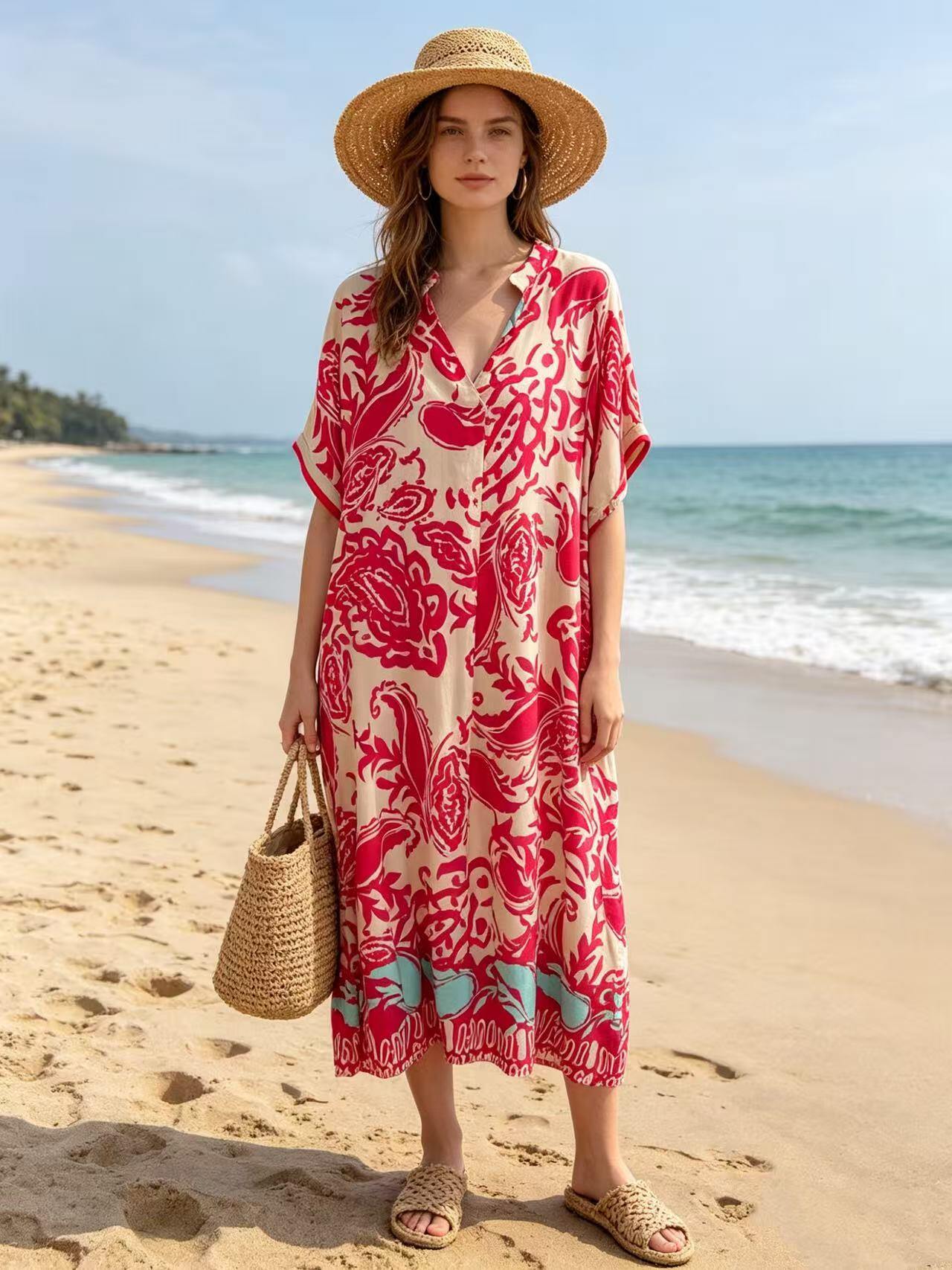 SVRI2FX Vibrant Floral Print Dress Fuchsia
