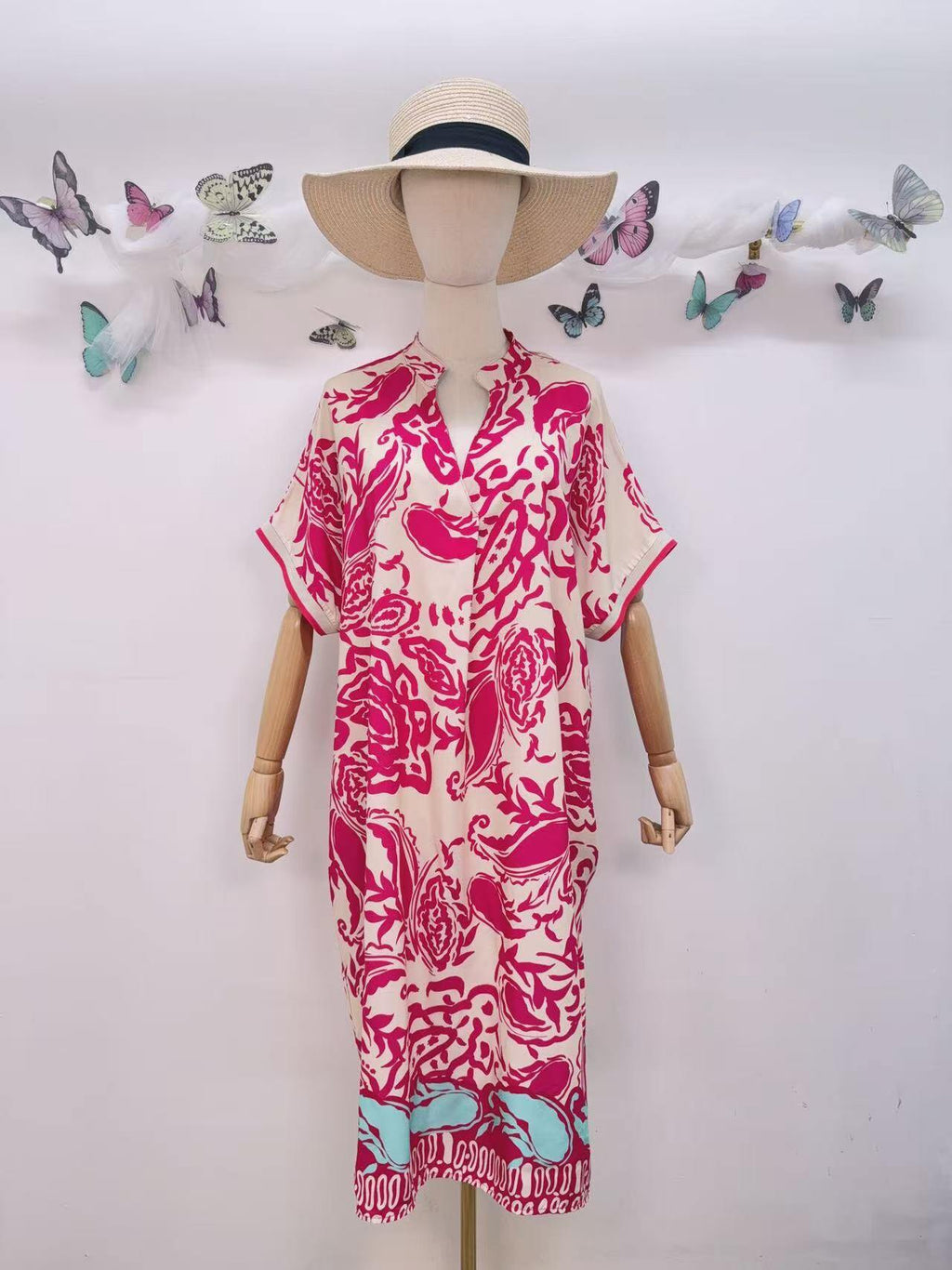 SVRI2FX Vibrant Floral Print Dress Fuchsia