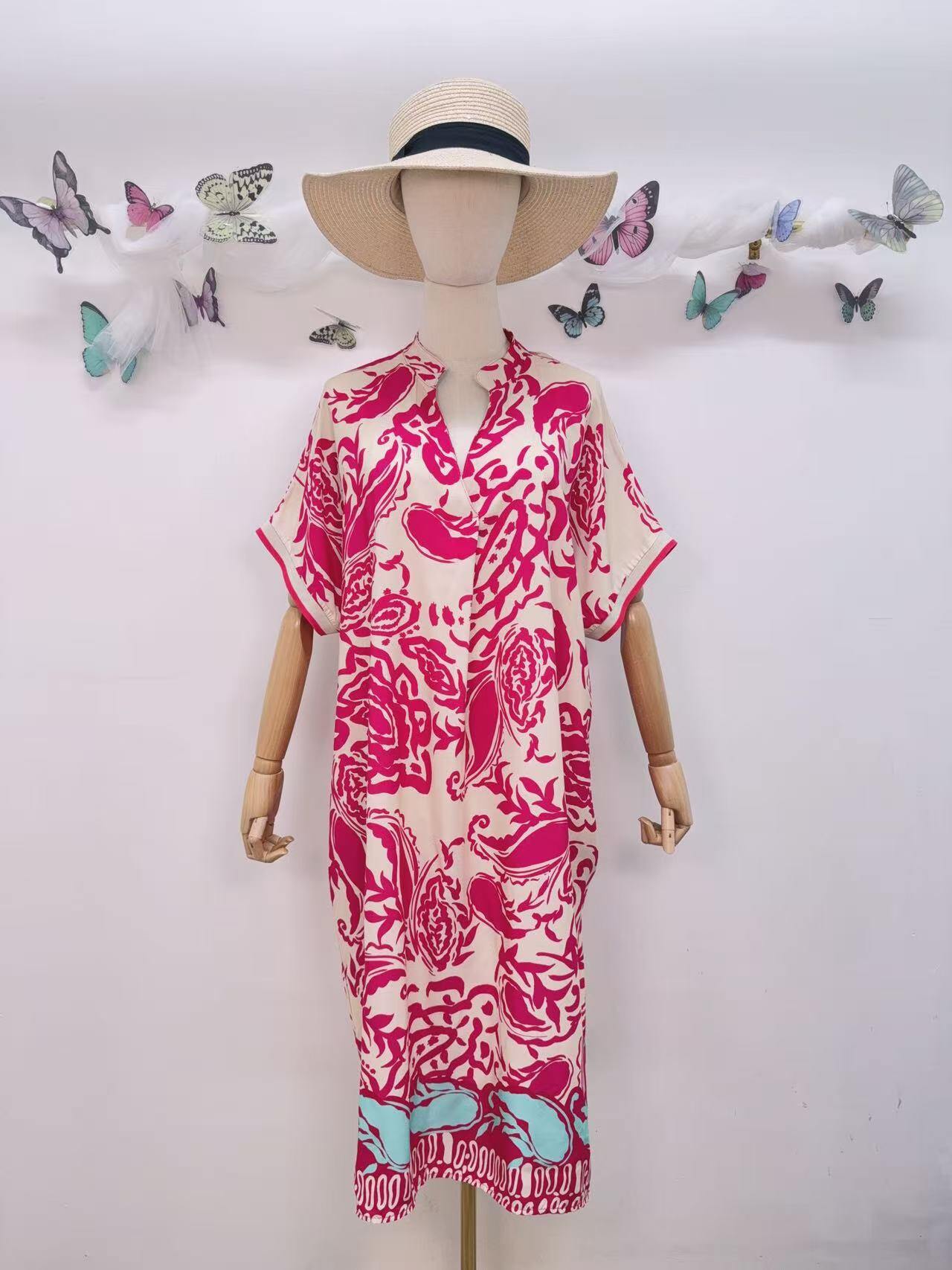 SVRI2FX Vibrant Floral Print Dress Fuchsia