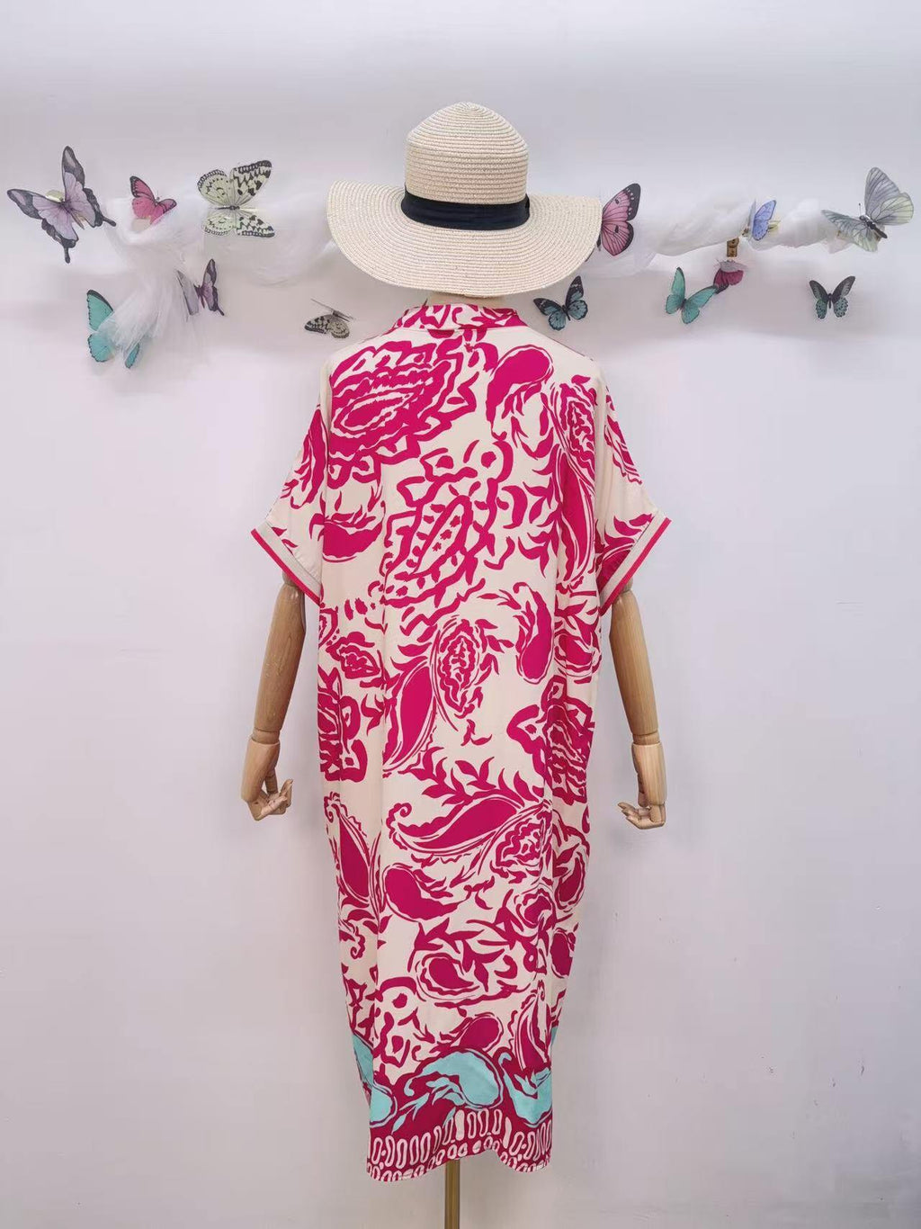 SVRI2FX Vibrant Floral Print Dress Fuchsia