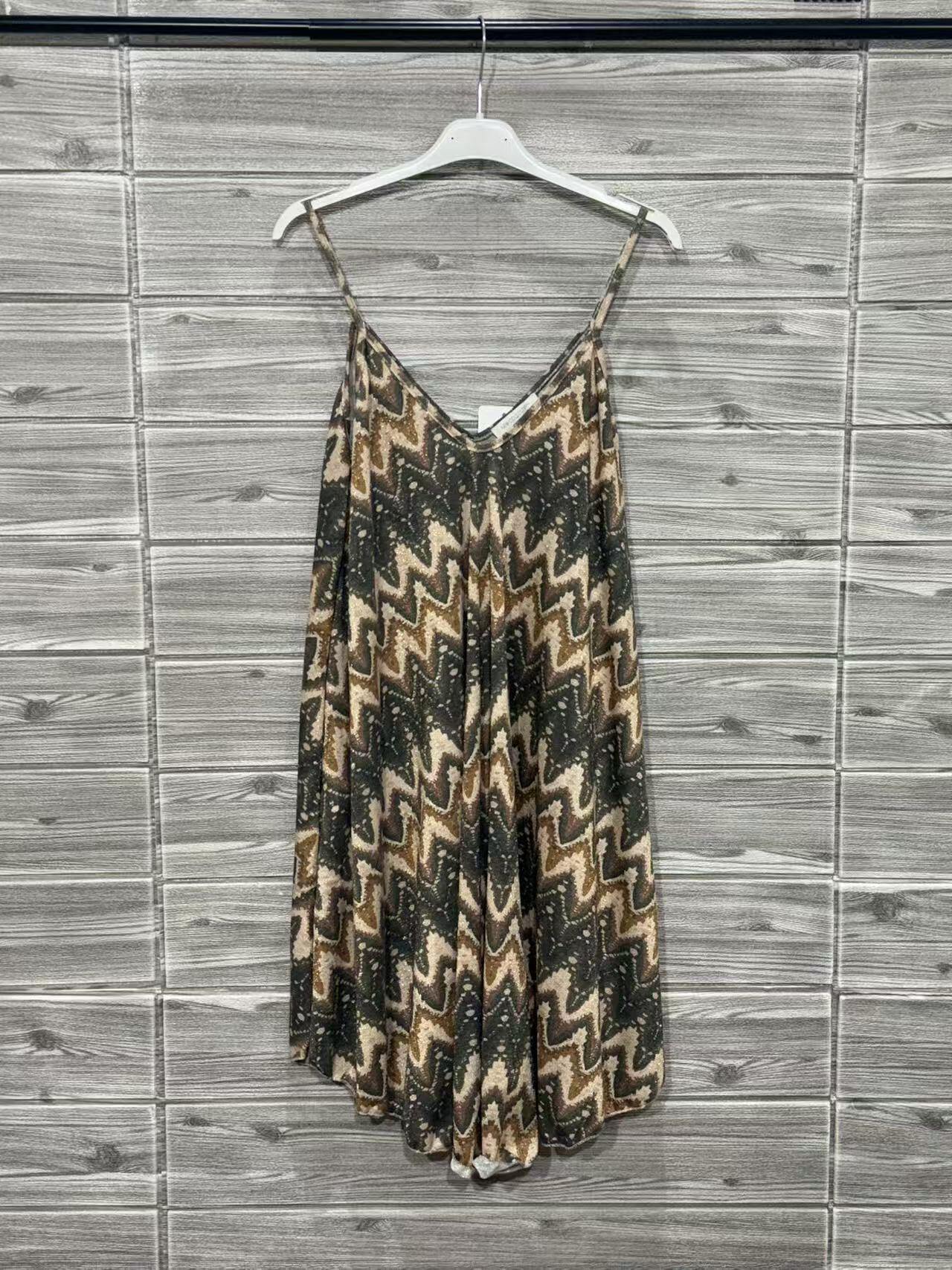 ZOPD3KH Chevron Print Slip Dress Khaki