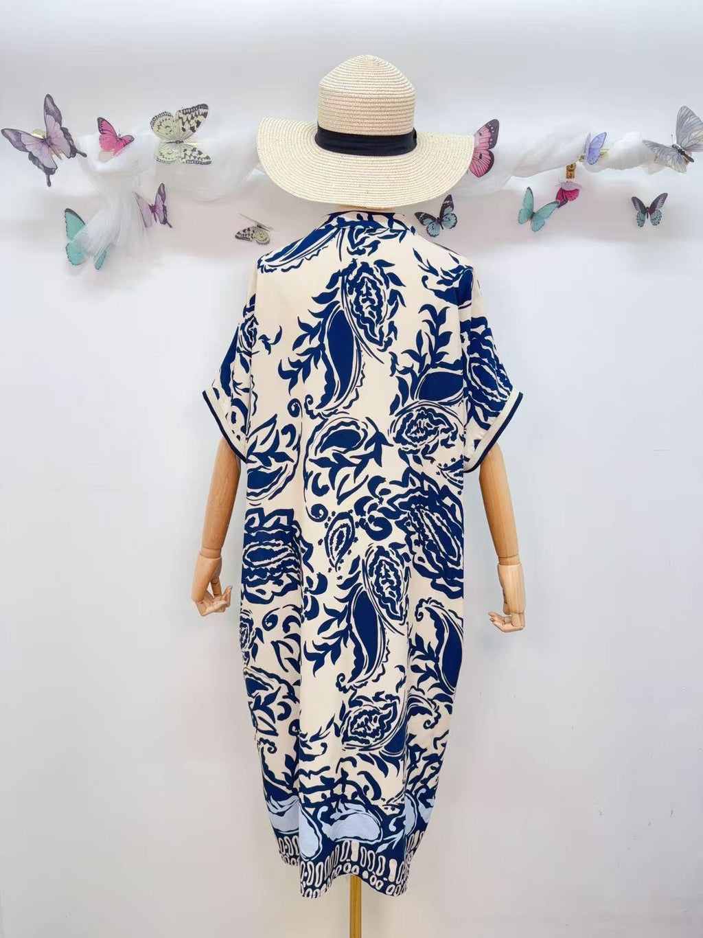 SVRI2NV Vibrant Floral Print Dress Navy
