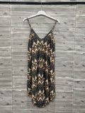 ZOPD3BK Chevron Print Slip Dress Black