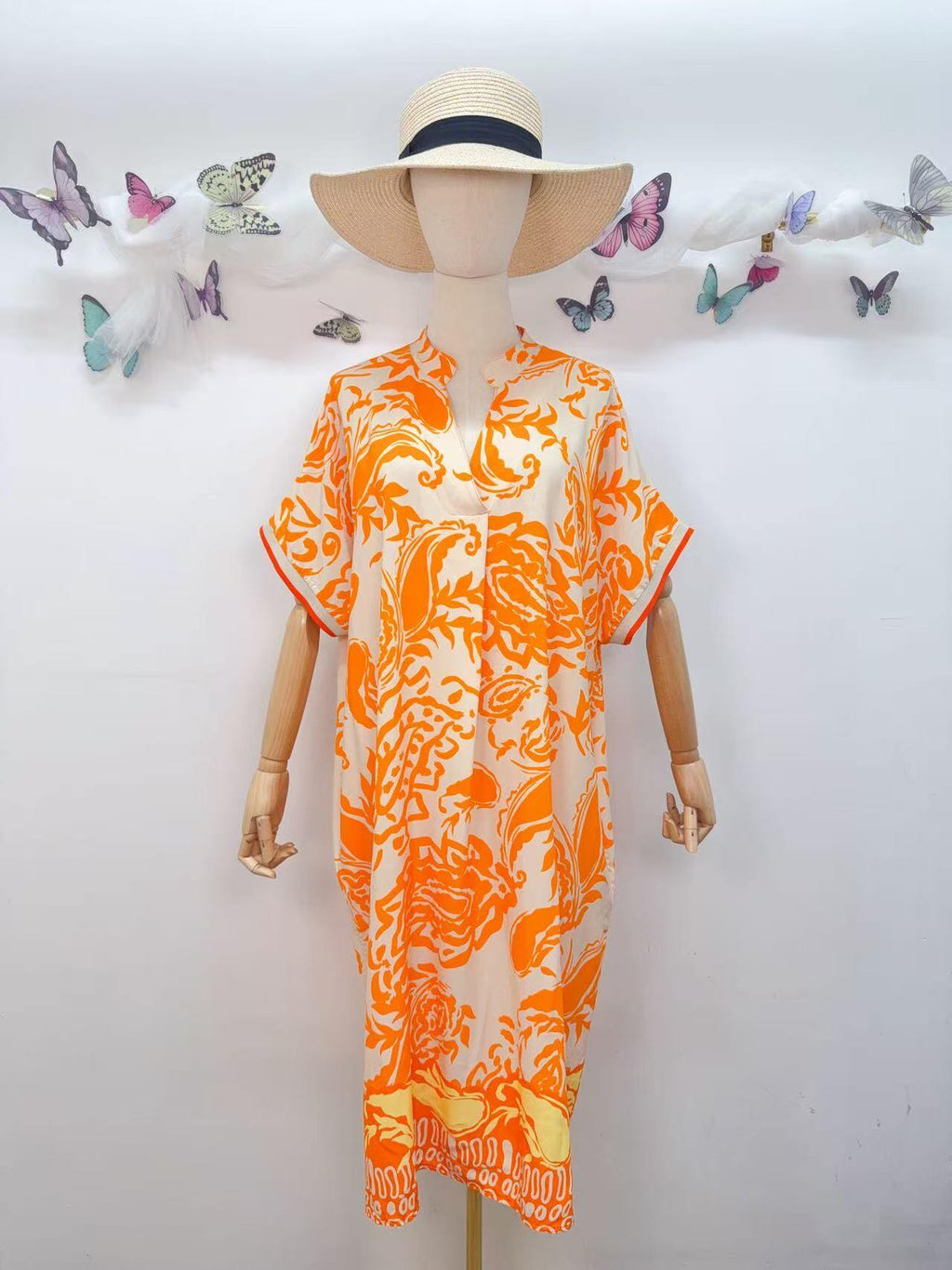 SVRI2OR Vibrant Floral Print Dress Orange