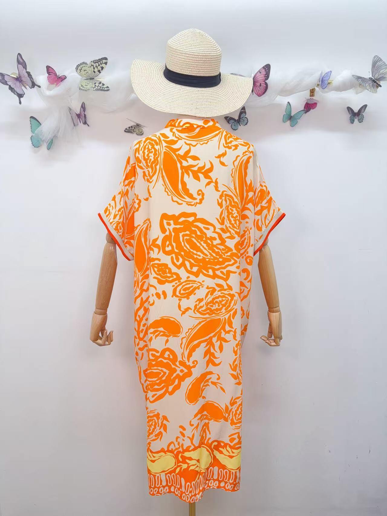 SVRI2OR Vibrant Floral Print Dress Orange