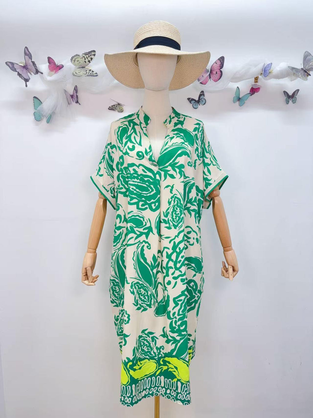 SVRI2GN Vibrant Floral Print Dress Green