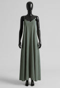 ELIS3 Khaki Gauze Cotton Maxi Dress