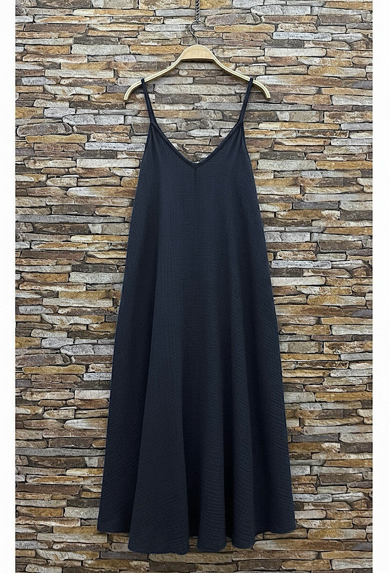 ELIS8 Navy Gauze Cotton Maxi Dress