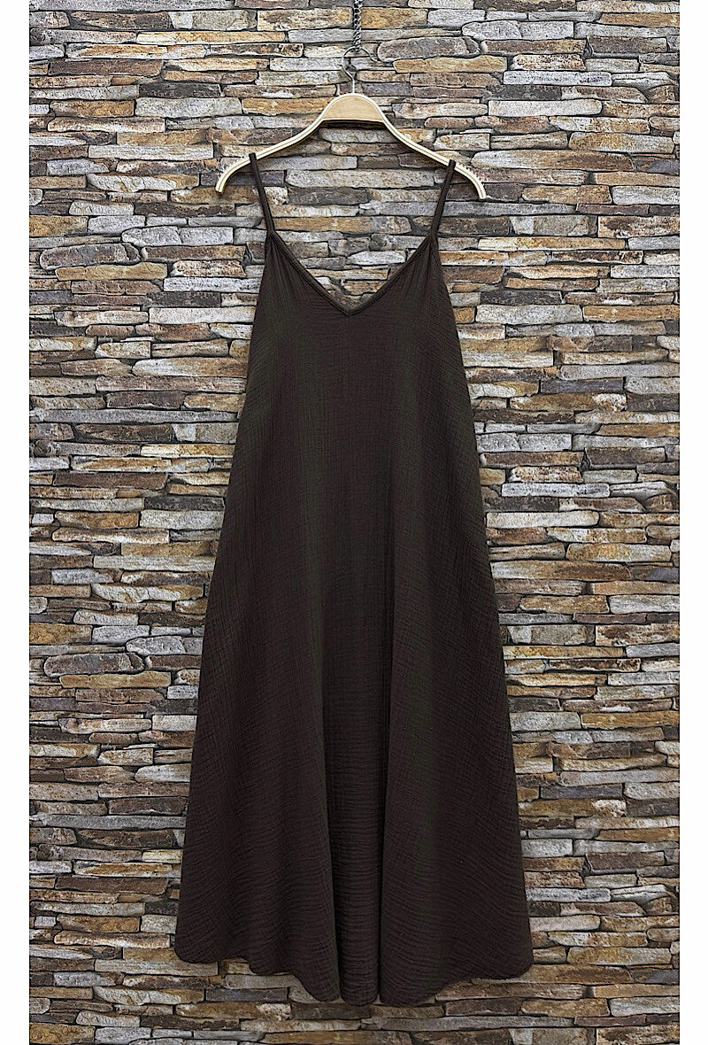 ELIS5 Brown Gauze Cotton Maxi Dress