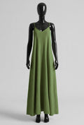 ELIS6 Olive Green Gauze Cotton Maxi Dress