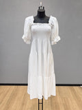 VLLHSWH Ruffled Long Dress White