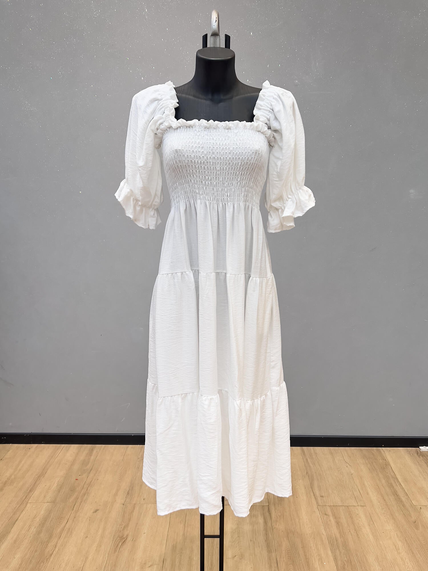 VLLHSWH Ruffled Long Dress White