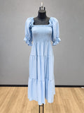 VLLHSSK Ruffled Long Dress Sky Blue
