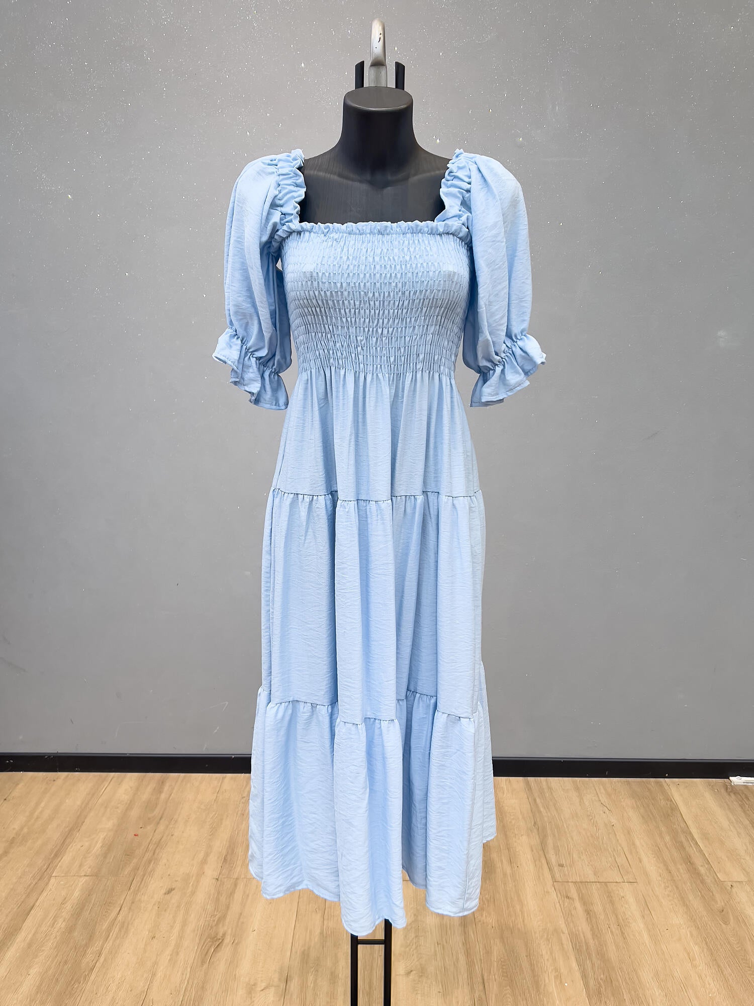 VLLHSSK Ruffled Long Dress Sky Blue