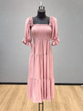 VLLHSBS Ruffled Long Dress Blush