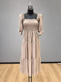 VLLHSCH Ruffled Long Dress Champagne