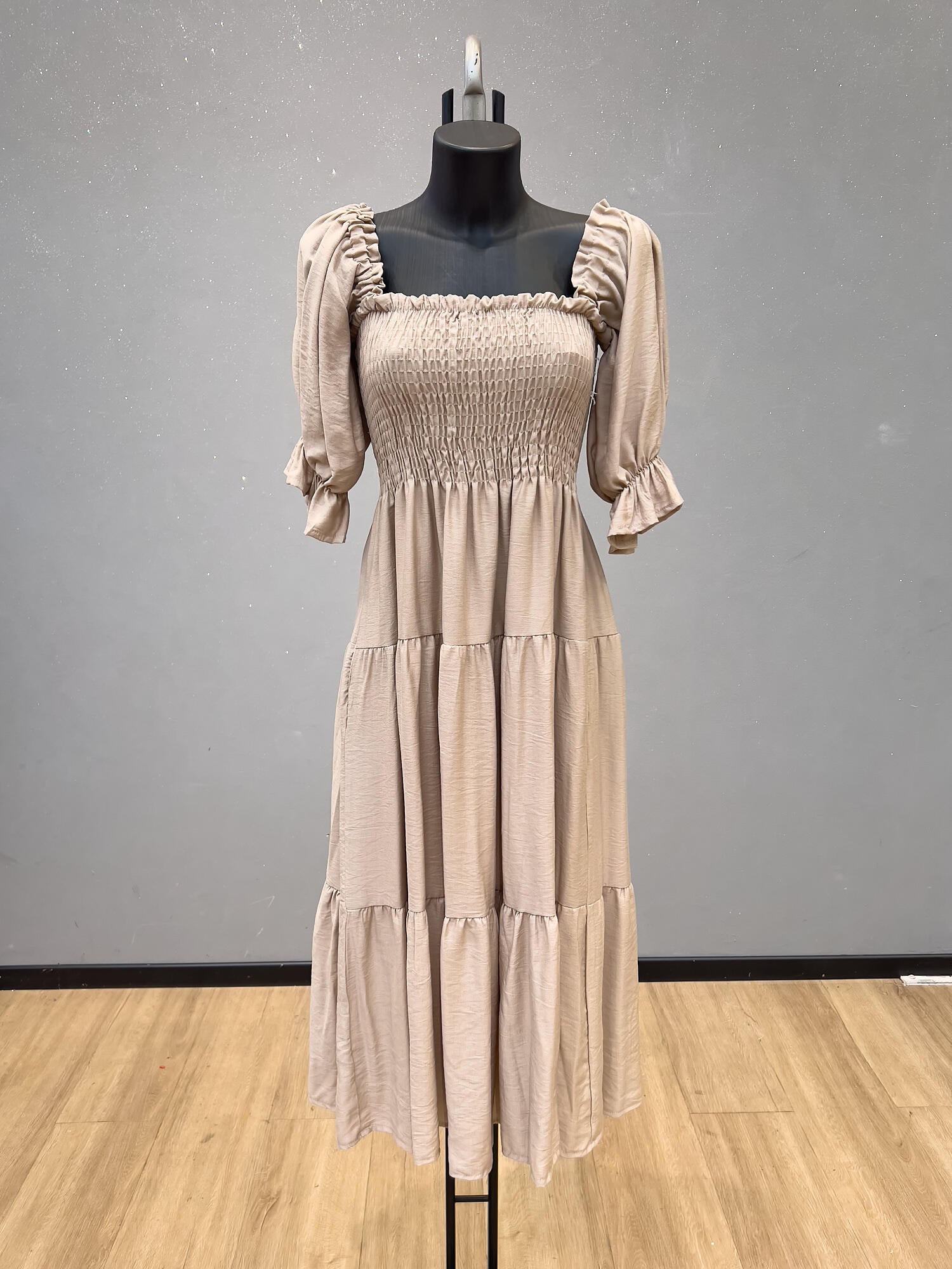 VLLHSCH Ruffled Long Dress Champagne