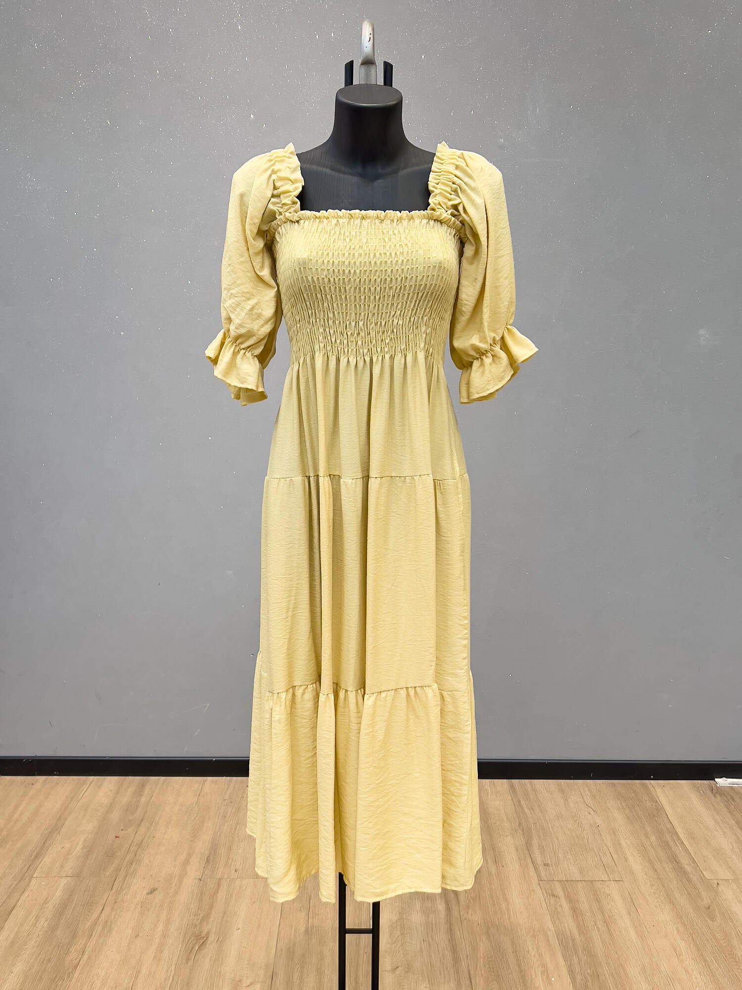 VLLHSYL Ruffled Long Dress Lemon Yellow