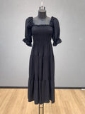 VLLHSBK Ruffled Long Dress Black