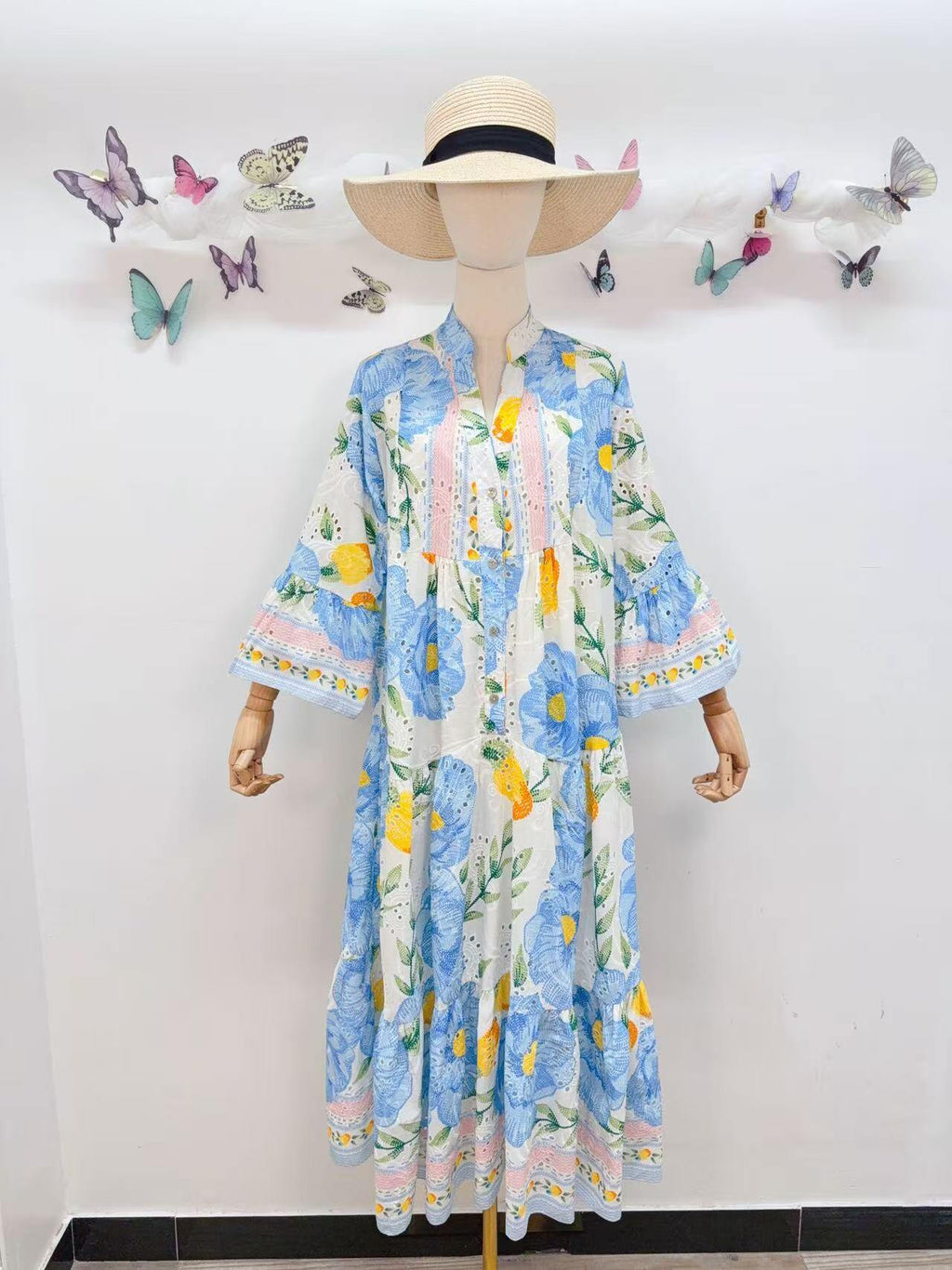 Loowie Embroidered Maxi in Sky Blue