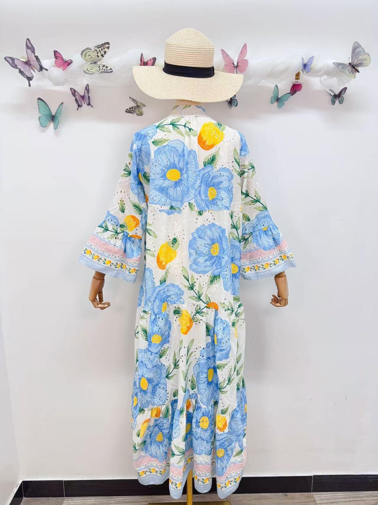 Loowie Embroidered Maxi in Sky Blue