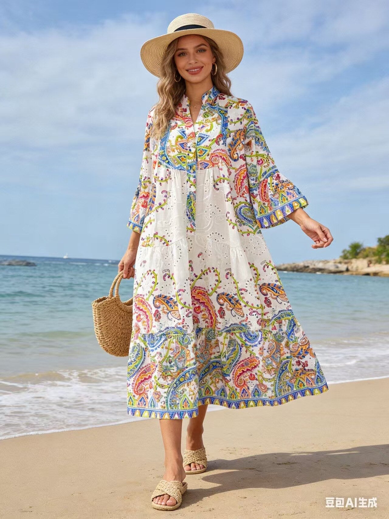 Loowie Embroidered Print in Royal Blue