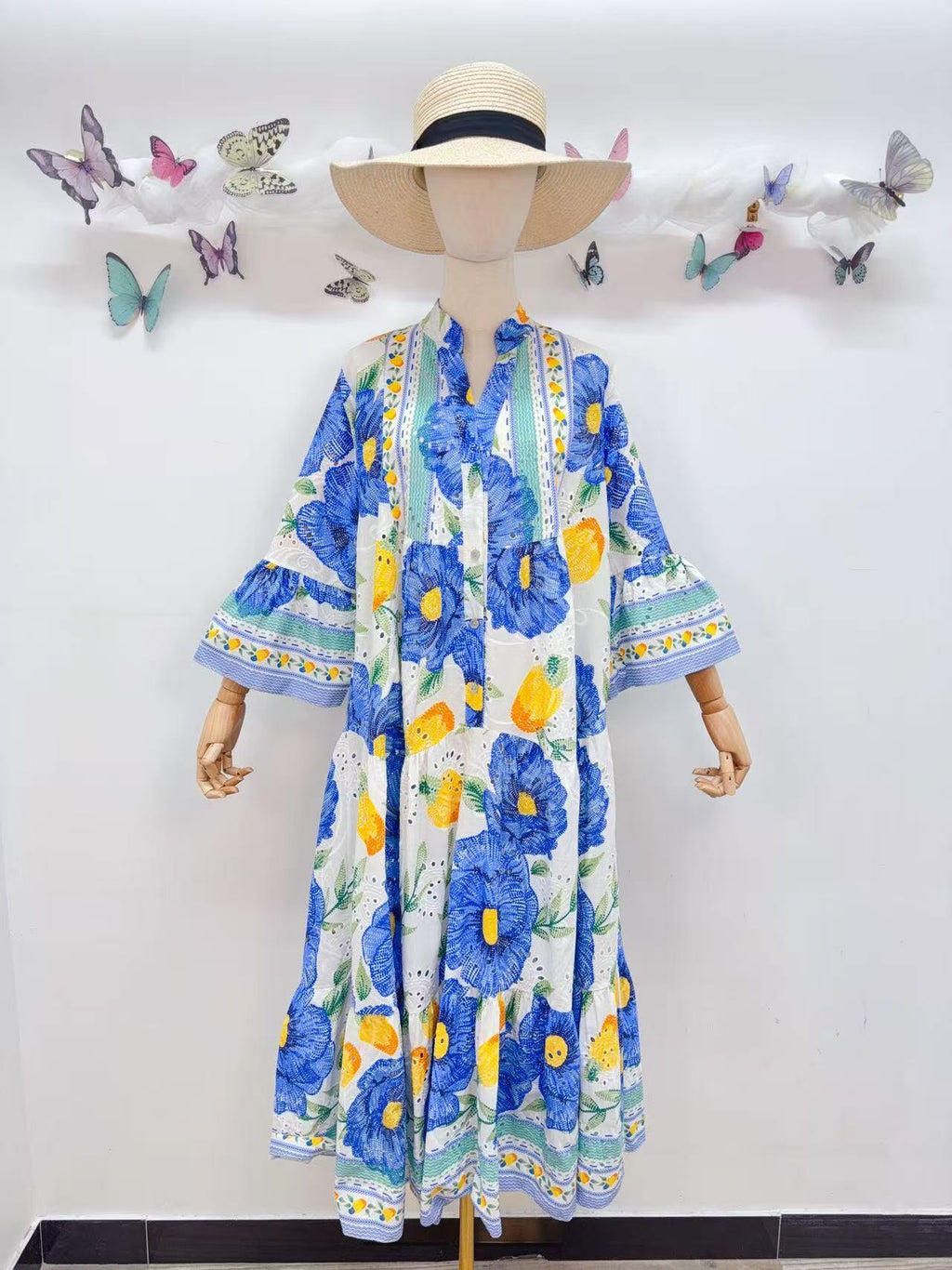 Loowie Embroidered Maxi in Royal Blue