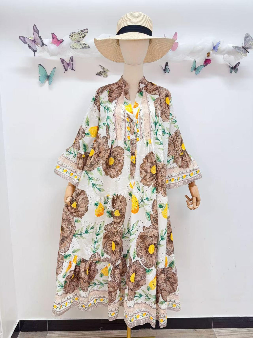 Loowie Embroidered Maxi in Light Brown